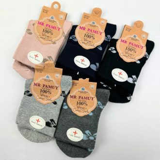   Mr.Pamut gumi nélküli mintás NŐI zokni 5 páras csomagban, vegyes, 35-38