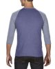 AN6755 3/4 ujjú tri-blend férfi póló Anvil, Heather Blue/Heather Grey-S
