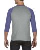 AN6755 3/4 ujjú tri-blend férfi póló Anvil, Heather Grey/Heather Blue-L