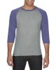 AN6755 3/4 ujjú tri-blend férfi póló Anvil, Heather Grey/Heather Blue-S