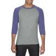 AN6755 3/4 ujjú tri-blend férfi póló Anvil, Heather Grey/Heather Blue-S