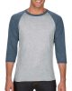 AN6755 3/4 ujjú tri-blend férfi póló Anvil, Heather Grey/Heather Navy-2XL