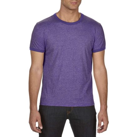 AN988 rövid ujjú férfi póló kontrasztos szegélyekkel Anvil, Heather Purple/Purple-L