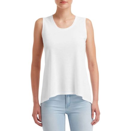 ANL37PV ívelt aljjú laza szabású ujjatlan Női póló-trikó Anvil, White-M