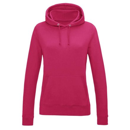 Just Hoods Női kapucnis pulóver bolyhozott belsővel AWJH001F, Hot Pink-L