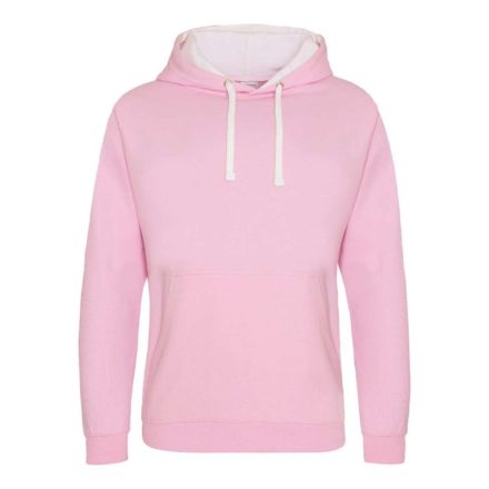Just Hoods Uniszex kapucnis pulóver  kontrasztos színű kapucni béléssel AWJH003, Baby Pink/Arctic White-L