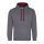Just Hoods Uniszex kapucnis pulóver  kontrasztos színű kapucni béléssel AWJH003, Charcoal Grey/Burgundy-M