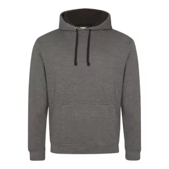   Just Hoods Uniszex kapucnis pulóver  kontrasztos színű kapucni béléssel AWJH003, Charcoal Grey/Jet Black-XS