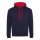 Just Hoods Uniszex kapucnis pulóver  kontrasztos színű kapucni béléssel AWJH003, New French Navy/Fire Red-3XL