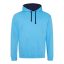 Just Hoods Uniszex kapucnis pulóver  kontrasztos színű kapucni béléssel AWJH003, Hawaiian Blue/Oxford Navy-2XL