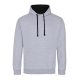 Just Hoods Uniszex kapucnis pulóver  kontrasztos színű kapucni béléssel AWJH003, Heather Grey/Jet Black-S