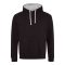 Just Hoods Uniszex kapucnis pulóver  kontrasztos színű kapucni béléssel AWJH003, Jet Black/Heather Grey-S