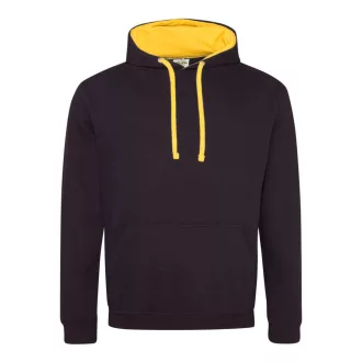   Just Hoods Uniszex kapucnis pulóver  kontrasztos színű kapucni béléssel AWJH003, Jet Black/Gold-XS