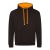 Just Hoods Uniszex kapucnis pulóver  kontrasztos színű kapucni béléssel AWJH003, Jet Black/Orange Crush-2XL