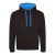 Just Hoods Uniszex kapucnis pulóver  kontrasztos színű kapucni béléssel AWJH003, Jet Black/Sapphire Blue-2XL