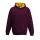 Just Hoods Gyerek kapucnis pulóver kontrasztos színű kapucni béléssel AWJH003J, Burgundy/Gold-5/6