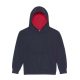 Just Hoods Gyerek kapucnis pulóver  kontrasztos színű kapucni béléssel AWJH003J, New French Navy/Fire Red-5/6