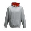 Just Hoods Gyerek kapucnis pulóver  kontrasztos színű kapucni béléssel AWJH003J, Heather Grey/Fire Red-3/4