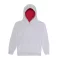 Just Hoods Gyerek kapucnis pulóver  kontrasztos színű kapucni béléssel AWJH003J, Heather Grey/Fire Red-7/8