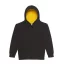 Just Hoods Gyerek kapucnis pulóver  kontrasztos színű kapucni béléssel AWJH003J, Jet Black/Gold-9/11