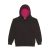Just Hoods Gyerek kapucnis pulóver  kontrasztos színű kapucni béléssel AWJH003J, Jet Black/Hot Pink-5/6