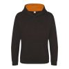 Just Hoods Gyerek kapucnis pulóver  kontrasztos színű kapucni béléssel AWJH003J, Jet Black/Orange Crush-3/4