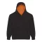 Just Hoods Gyerek kapucnis pulóver  kontrasztos színű kapucni béléssel AWJH003J, Jet Black/Orange Crush-7/8