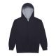 Just Hoods Gyerek kapucnis pulóver  kontrasztos színű kapucni béléssel AWJH003J, New French Navy/Heather Grey-3/4