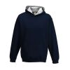 Just Hoods Gyerek kapucnis pulóver  kontrasztos színű kapucni béléssel AWJH003J, New French Navy/Heather Grey-3/4