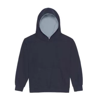   Just Hoods Gyerek kapucnis pulóver  kontrasztos színű kapucni béléssel AWJH003J, New French Navy/Sky Blue-5/6