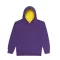 Just Hoods Gyerek kapucnis pulóver  kontrasztos színű kapucni béléssel AWJH003J, Purple/Sun Yellow-3/4