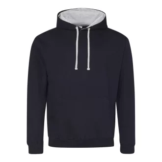   Just Hoods Uniszex kapucnis pulóver  kontrasztos színű kapucni béléssel AWJH003, New French Navy/Heather Grey-XS