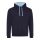 Just Hoods Uniszex kapucnis pulóver  kontrasztos színű kapucni béléssel AWJH003, New French Navy/Sky Blue-L
