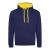 Just Hoods Uniszex kapucnis pulóver  kontrasztos színű kapucni béléssel AWJH003, Oxford Navy/Sun Yellow-2XL