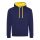 Just Hoods Uniszex kapucnis pulóver  kontrasztos színű kapucni béléssel AWJH003, Oxford Navy/Sun Yellow-L