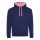 Just Hoods Uniszex kapucnis pulóver  kontrasztos színű kapucni béléssel AWJH003, Oxford Navy/Candyfloss Pink-2XL