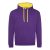 Just Hoods Uniszex kapucnis pulóver  kontrasztos színű kapucni béléssel AWJH003, Purple/Sun Yellow-XS