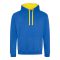 Just Hoods Uniszex kapucnis pulóver  kontrasztos színű kapucni béléssel AWJH003, Royal Blue/Sun Yellow-2XL