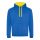Just Hoods Uniszex kapucnis pulóver  kontrasztos színű kapucni béléssel AWJH003, Royal Blue/Sun Yellow-XL