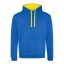 Just Hoods Uniszex kapucnis pulóver  kontrasztos színű kapucni béléssel AWJH003, Royal Blue/Sun Yellow-XL
