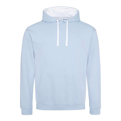 Just Hoods Uniszex kapucnis pulóver  kontrasztos színű kapucni béléssel AWJH003, Sky Blue/Arctic White-L