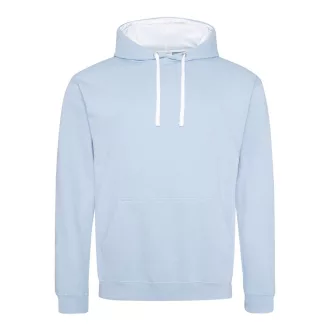   Just Hoods Uniszex kapucnis pulóver  kontrasztos színű kapucni béléssel AWJH003, Sky Blue/Arctic White-S