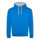 Just Hoods Uniszex kapucnis pulóver  kontrasztos színű kapucni béléssel AWJH003, Sapphire Blue/Heather Grey-XS