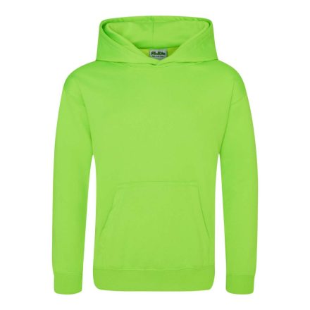 Just Hoods Gyerek  élénk színű kapucnis  pulóver AWJH004J, Electric Green-3/4