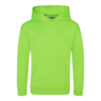   Just Hoods Gyerek  élénk színű kapucnis  pulóver AWJH004J, Electric Green-5/6
