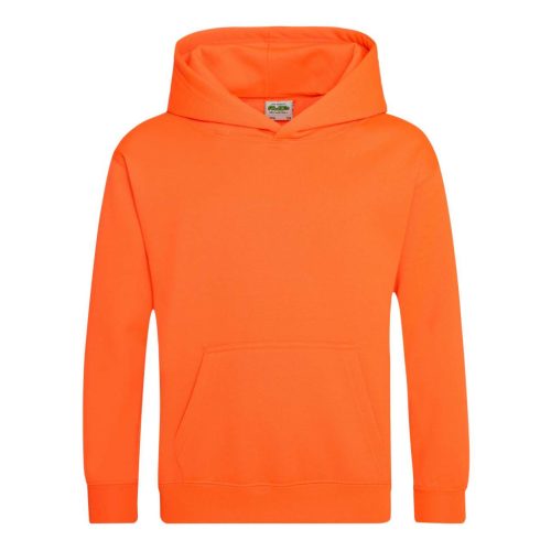 Just Hoods Gyerek  élénk színű kapucnis  pulóver AWJH004J, Electric Orange-5/6