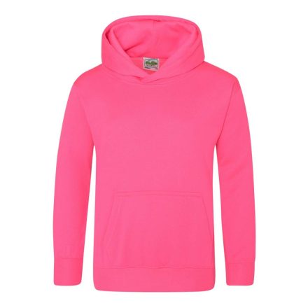 Just Hoods Gyerek  élénk színű kapucnis  pulóver AWJH004J, Electric Pink-3/4