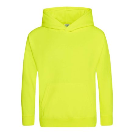 Just Hoods Gyerek  élénk színű kapucnis  pulóver AWJH004J, Electric Yellow-3/4