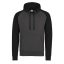 Just Hoods Uniszex raglános kétszínű kapucnis pulóver AWJH009, Charcoal Grey/Jet Black-S