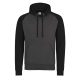 Just Hoods Uniszex raglános kétszínű kapucnis pulóver AWJH009, Charcoal Grey/Jet Black-XL